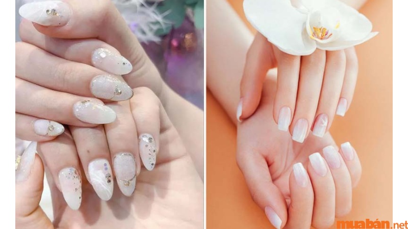 Mẫu nail sơn thạch màu trắng