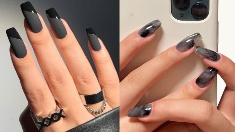 Mẫu nail đen xám 3 (Ảnh: sưu tầm)