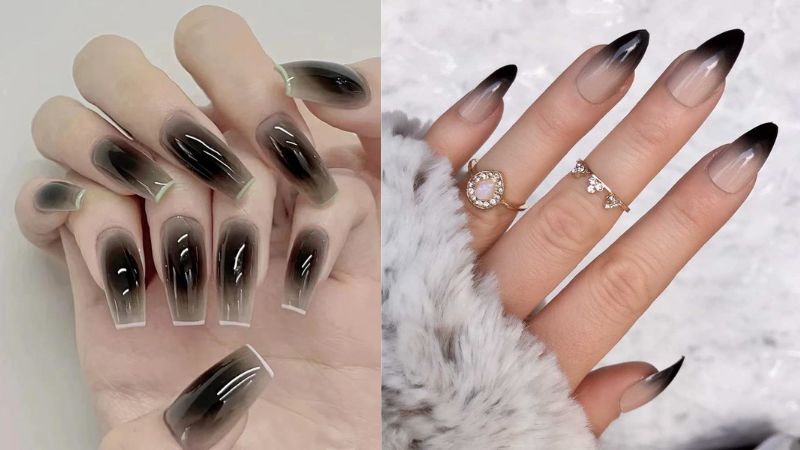 Mẫu nail đen ombre 2 (Ảnh: sưu tầm)