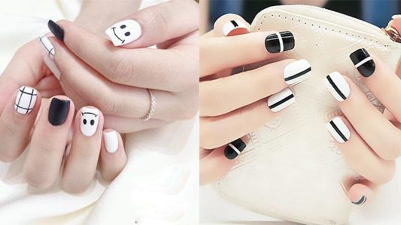 Mẫu nail đen trắng 1 (Ảnh: sưu tầm)