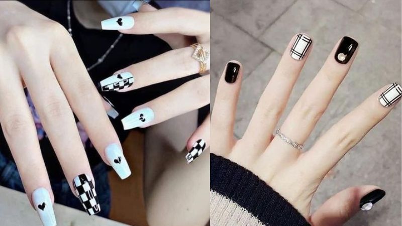 Mẫu nail đen trắng 3 (Ảnh: sưu tầm)