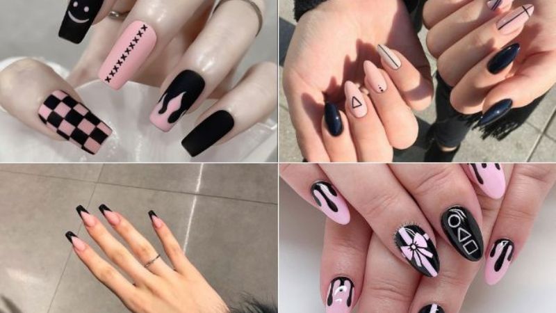 Mẫu nail đen blackpink cá tính 1 (Ảnh: sưu tầm)