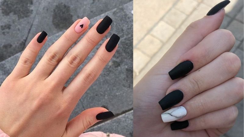 Mẫu nail đen nhám 2 (Ảnh: sưu tầm)