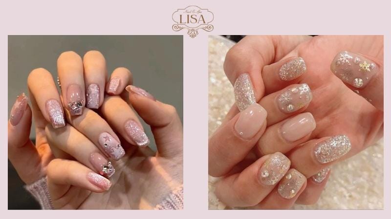 Mẫu nail ngắn sơn nhũ