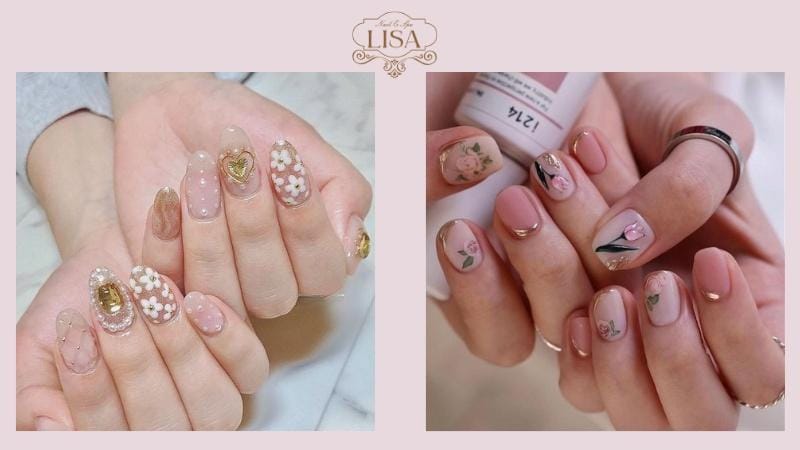 Mẫu nail móng ngắn hoạ tiết độc đáo