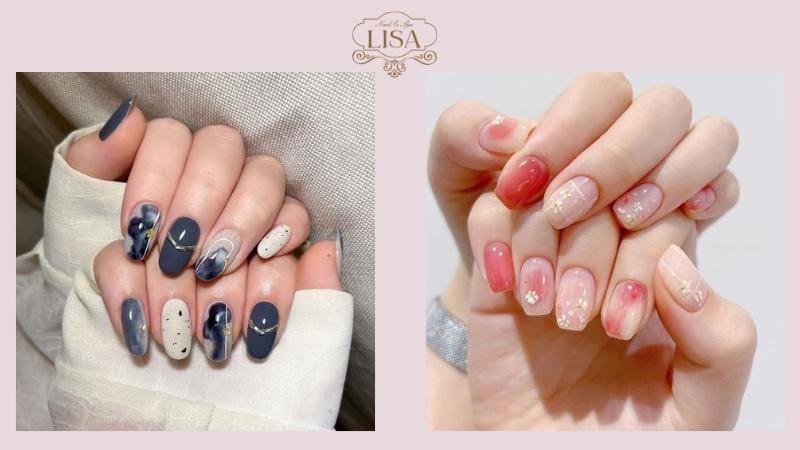 Mẫu nail ngắn sơn gel bóng