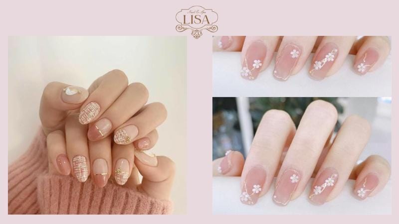 Mẫu nail ngắn vẽ hoa đẹp