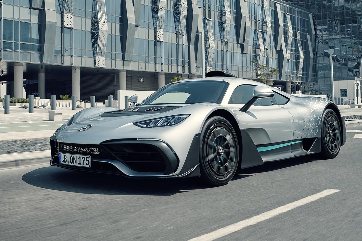 Mercedes-AMG ONE (combined weighted fuel consumption: 8.7 l/100 km; combined weighted CO2 emissions: 198 g/km; combined weighted electrical consumption: 32 kWh/100 km)