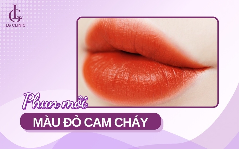 Xăm môi màu đỏ cam cháy lạ mắt phù hợp vơi những cô nàng cá tính