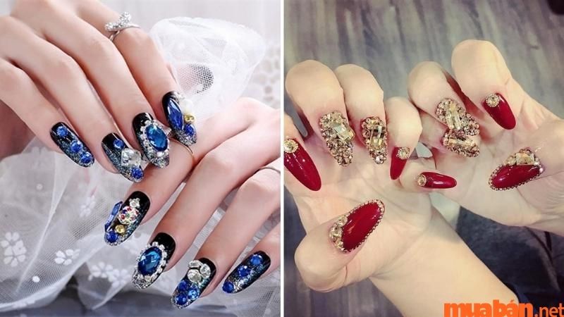 Mẫu nail đính đá đẹp phong cách Dubai