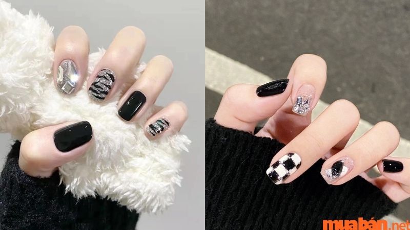 Mẫu nail đính đá đơn giản mà đẹp