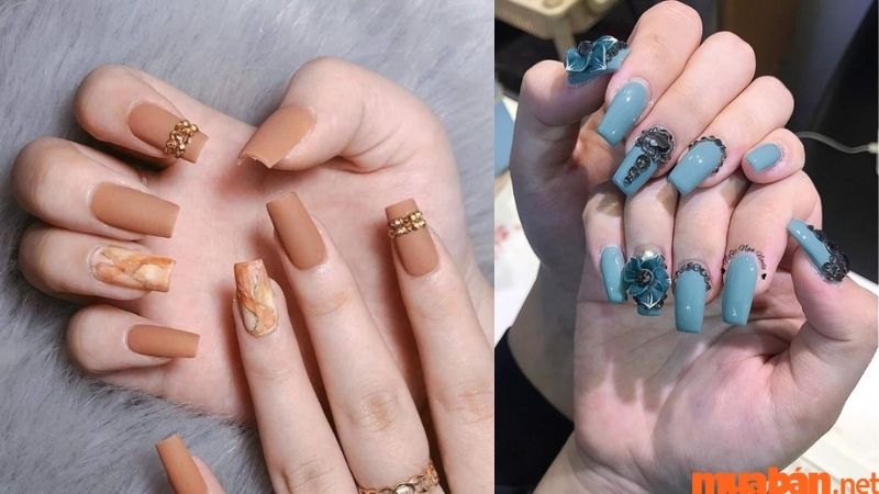 Mẫu nail đính đá đơn giản phong cách Tây Âu siêu