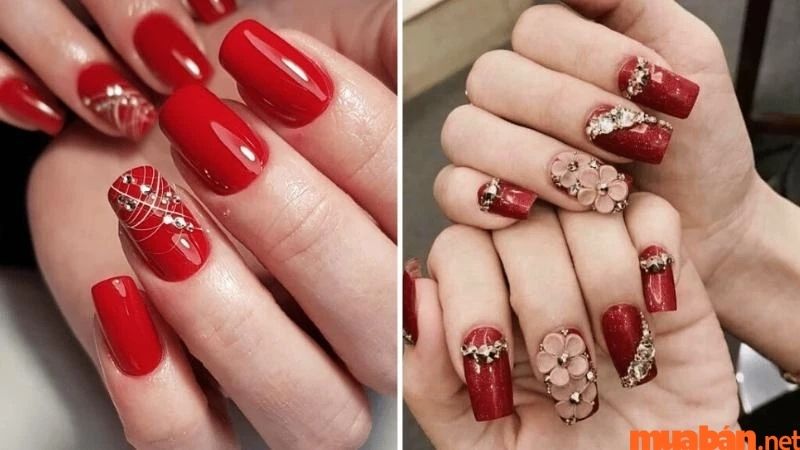 Mẫu nail đính đá đẹp đơn giản