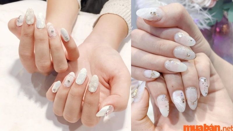 Mẫu nail đính đá đẹp đơn giản