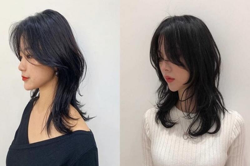 Thử tóc mullet layer uốn cong hình chữ S