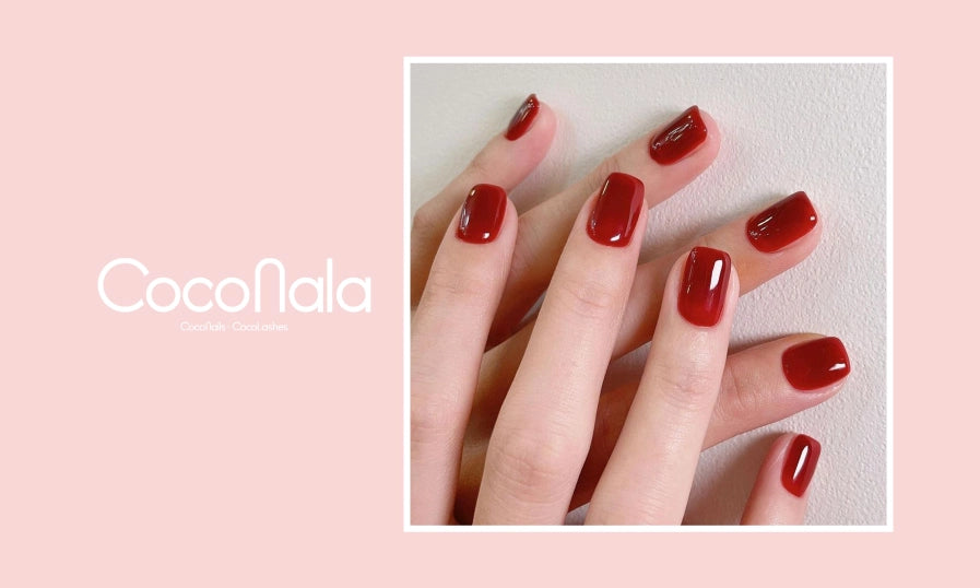 Mẫu nail đẹp màu đỏ mận đơn giản