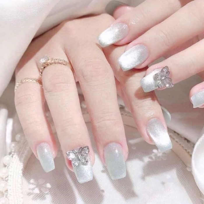 Mẫu nail cô dâu mắt mèo