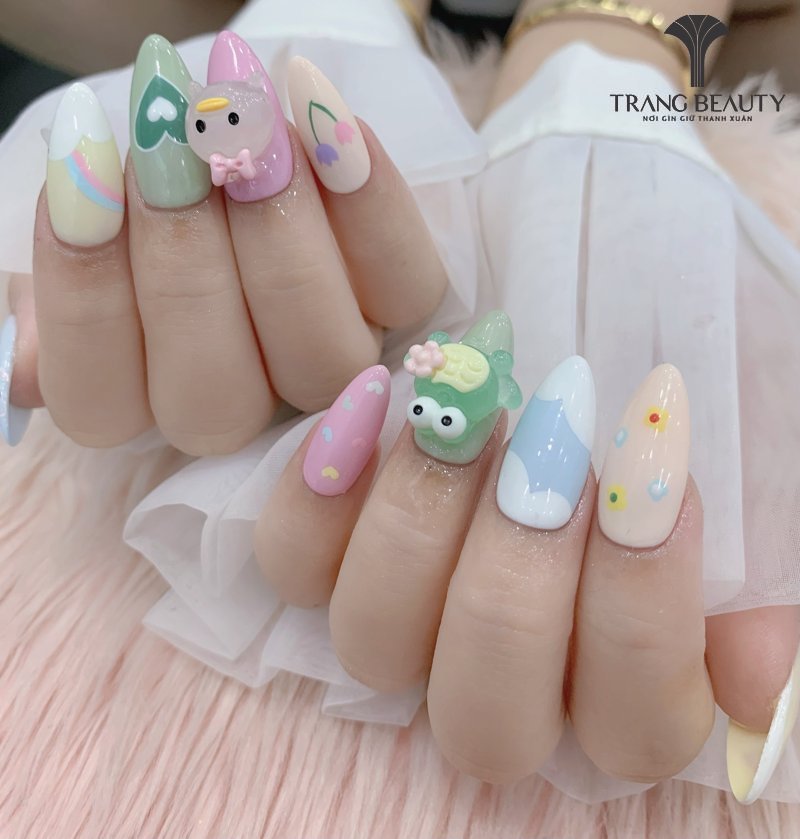 Mẫu nail ngắn đơn giản thanh lịch đáng yêu