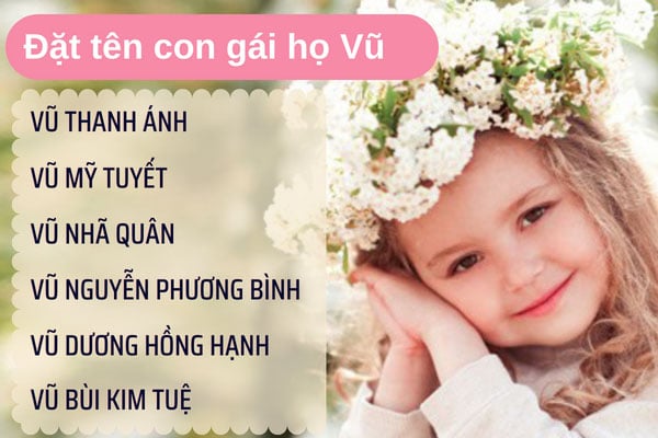 Đặt tên con gái đẹp 2024 họ Vũ