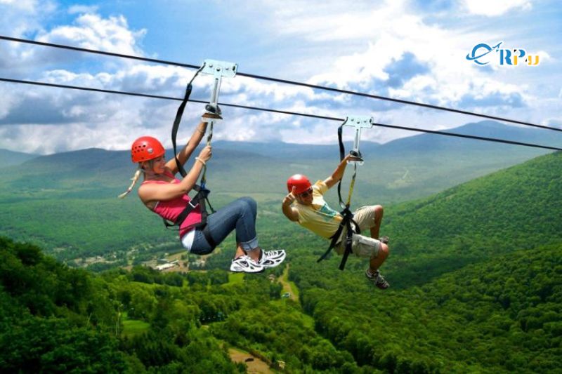 chơi zipline thác dải yếm