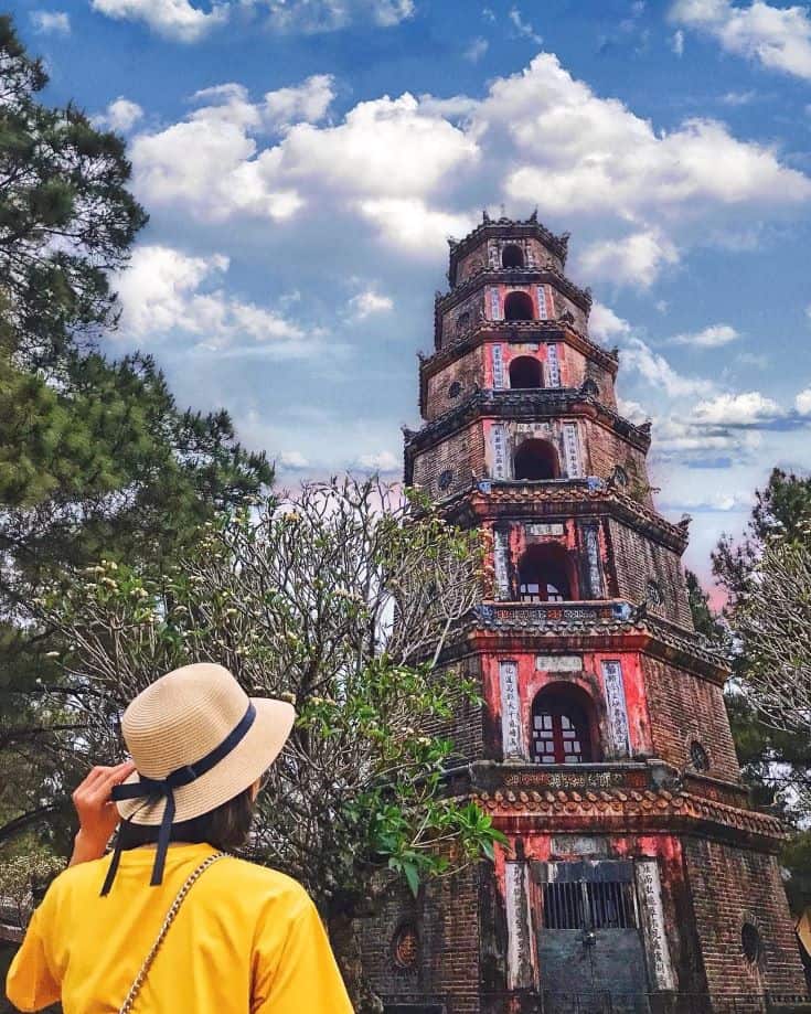 Thien Mu pagoda on at sunset