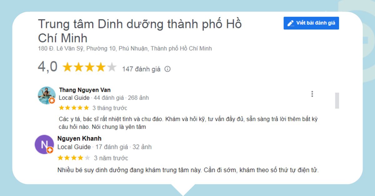 phản hồi của khách hàng về bệnh viện nhi đồng 1