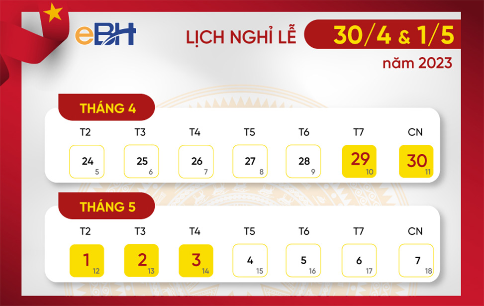 Lịch nghỉ lễ Thống Nhất 30 tháng 4 năm 2023