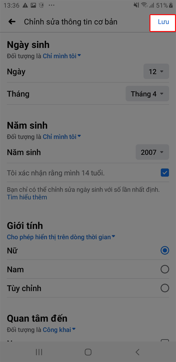 Nhấn lưu