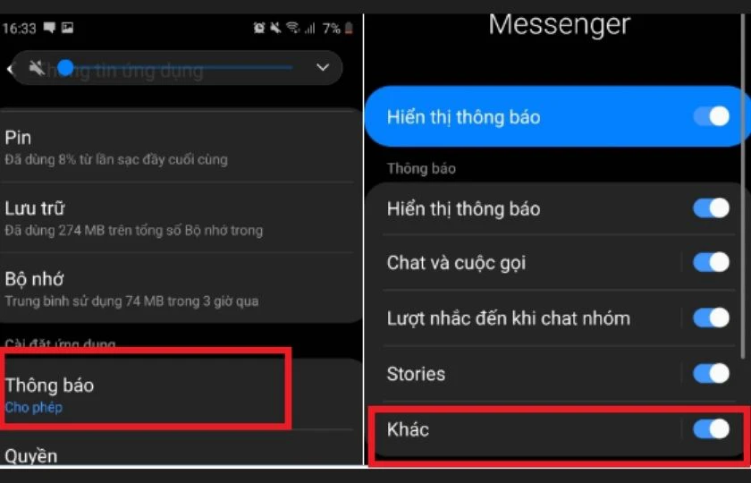 Cách tắt âm thanh messenger Android