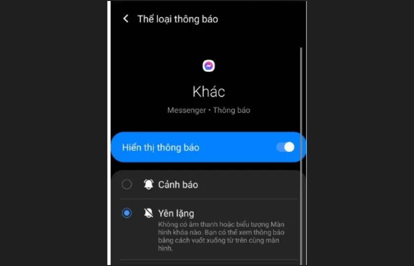 Cách tắt âm thanh messenger Android