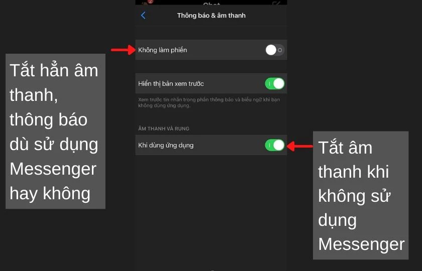 Tắt thông báo cho ứng dụng Messenger