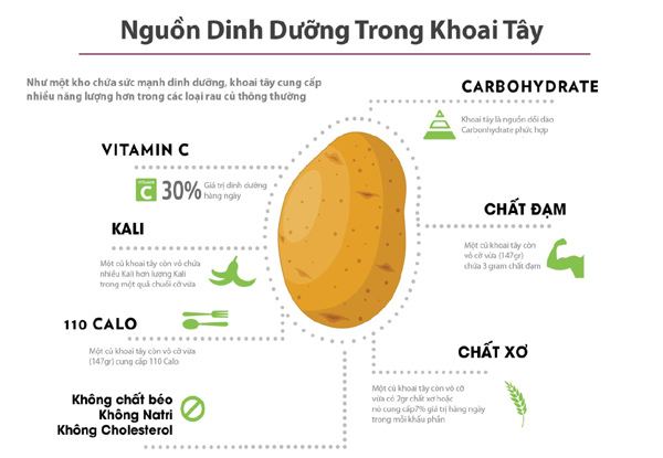 Thành phần dinh dưỡng có trong khoai tây