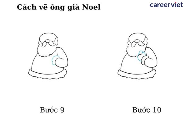 cách vẽ ông già noel bước 9,10