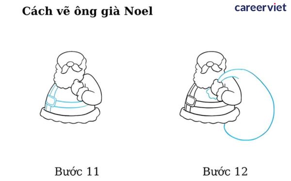 cách vẽ ông già noel bước 11,12