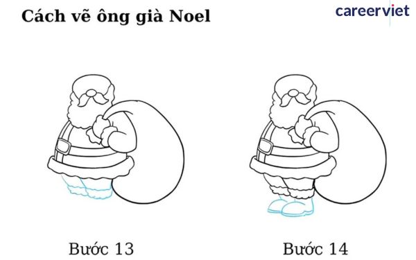 cách vẽ ông già noel bước 13,14