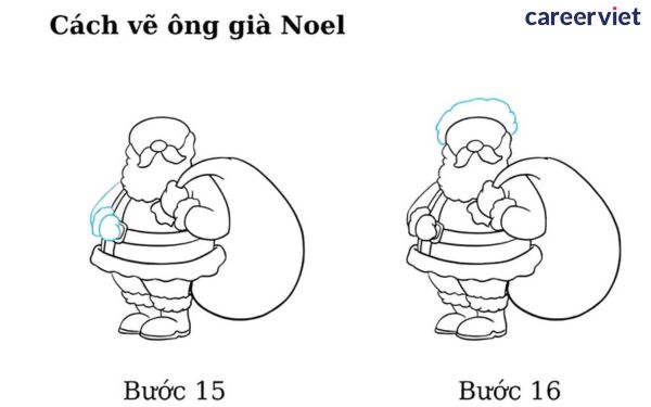 cách vẽ ông già noel bước 15,16