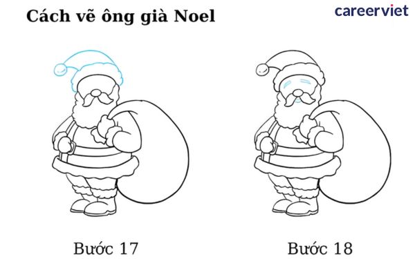 cách vẽ ông già noel bước 17,18