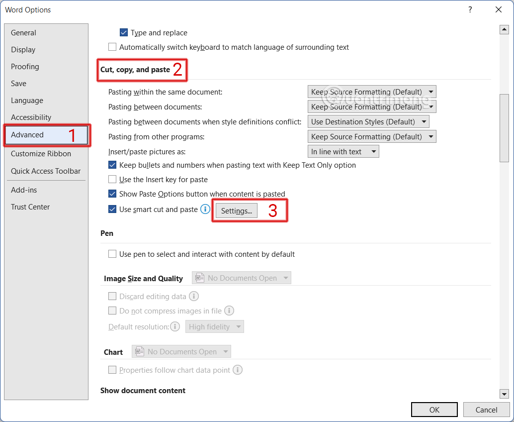 Tùy chọn Adjust sentence and word spacing automatically