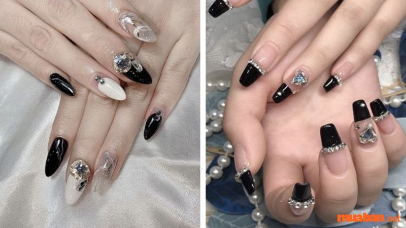 Mẫu nail đính đá dành cho các cô nàng tiểu thư