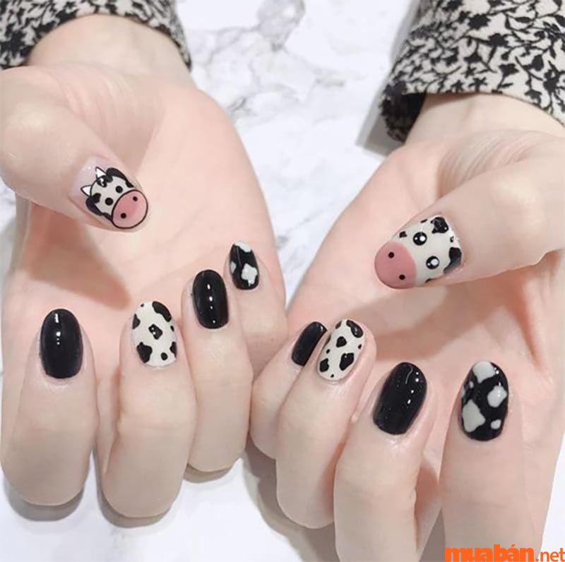 Mẫu nail bò sữa dễ thương