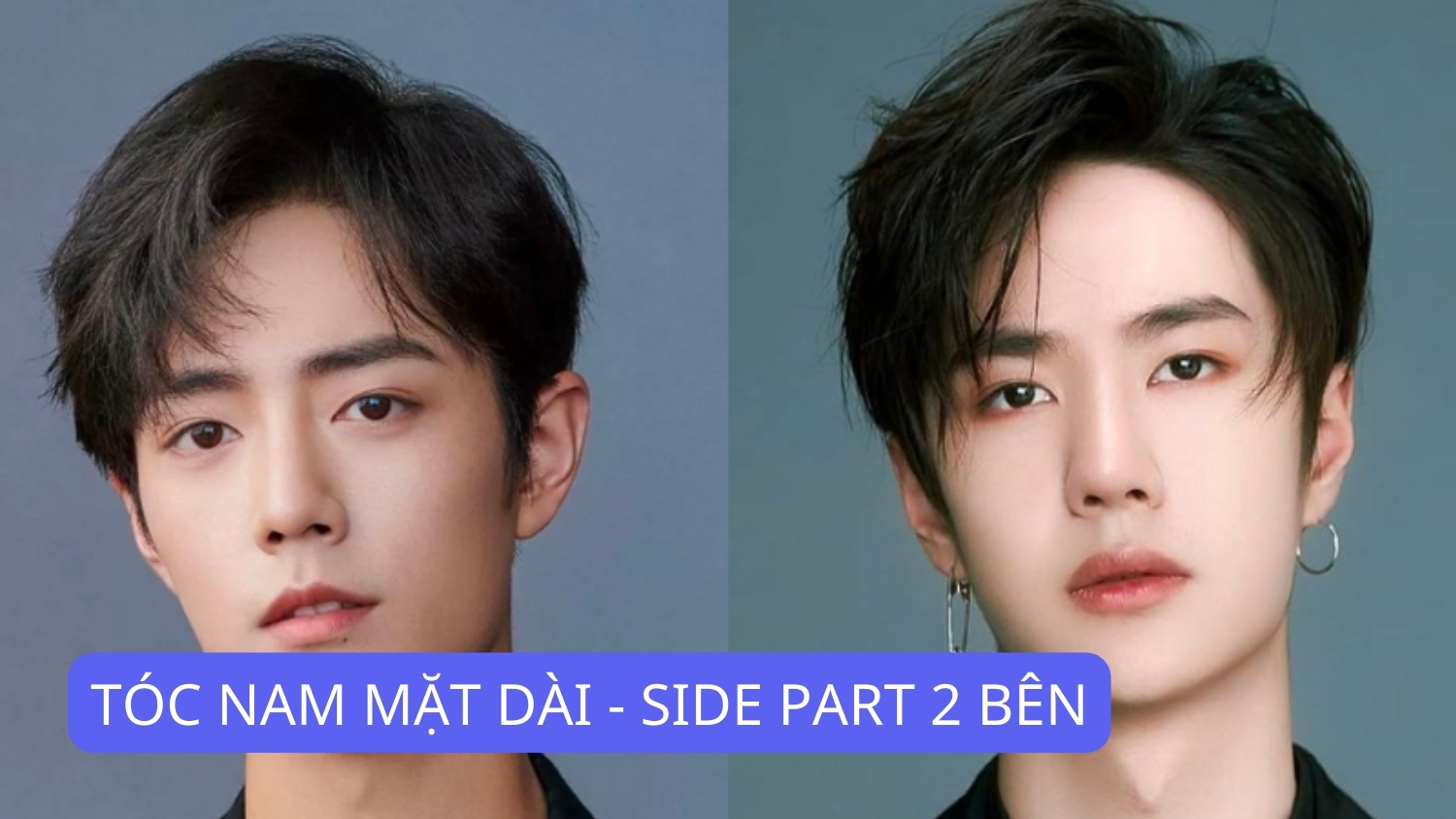 tóc nam mặt dài - side part 2 bên