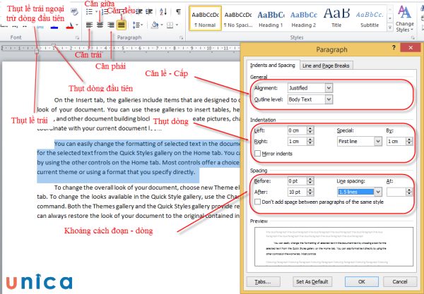 Tạo điểm nhấn và đánh dấu văn bản cho tài liệu bằng paragraph