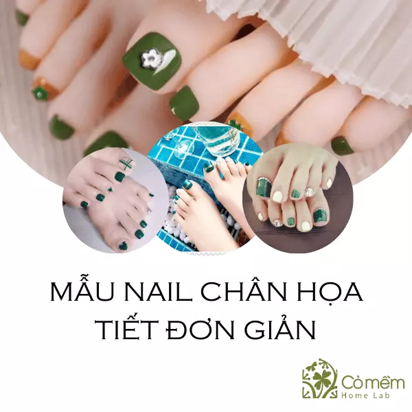 mẫu móng chân màu xanh rêu