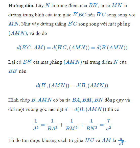 Khoảng cách giữa hai đường chéo nhau - hướng dẫn giải