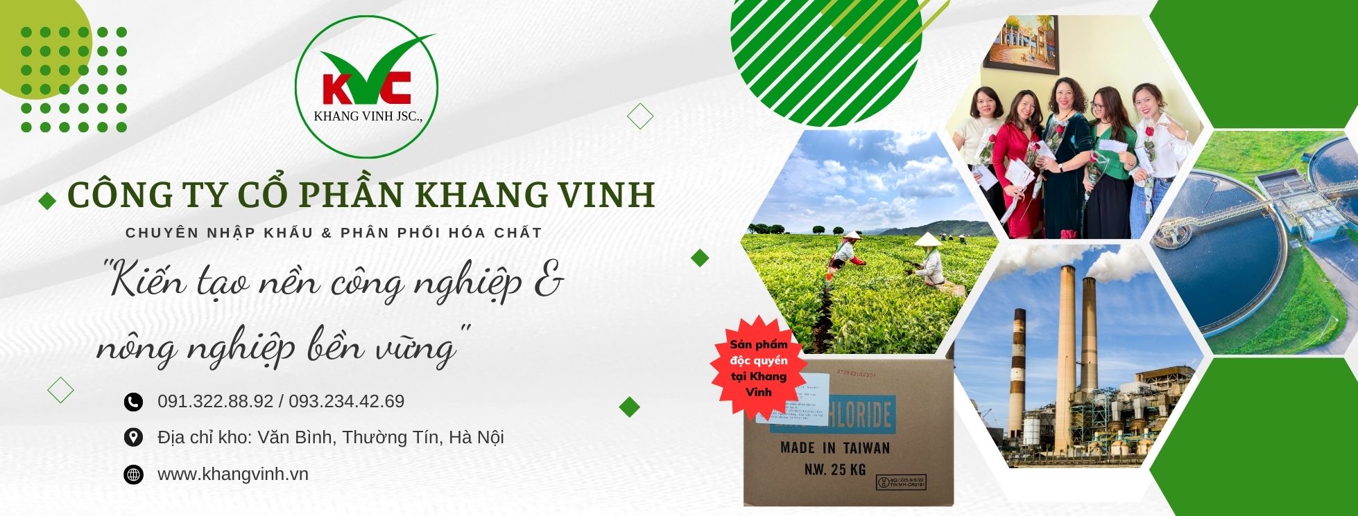 Công ty Cổ Phần Khang Vinh chuyên nhập khẩu và phân phối các loại hóa chất