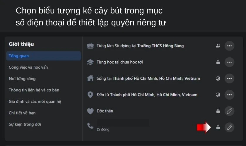 Ẩn thông tin cá nhân ở mục Tổng quan trong Thiết lập quyền riêng tư