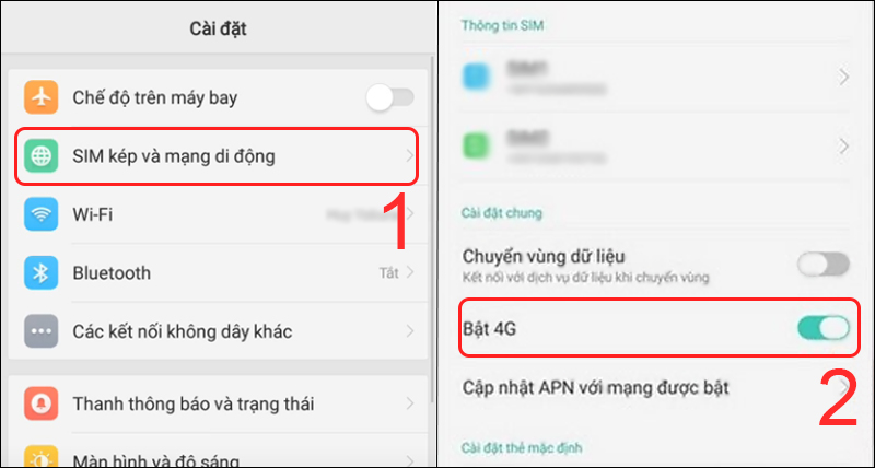 Cách bật 4G đơn giản