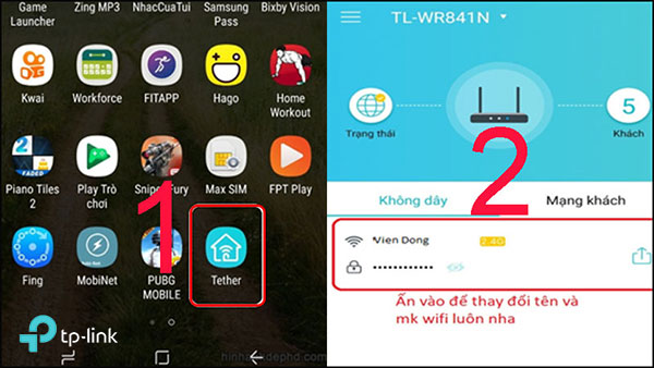 Thoát ra và vào lại để ứng dụng nhận dạng tên WiFi mà điện thoại đang kết nối 