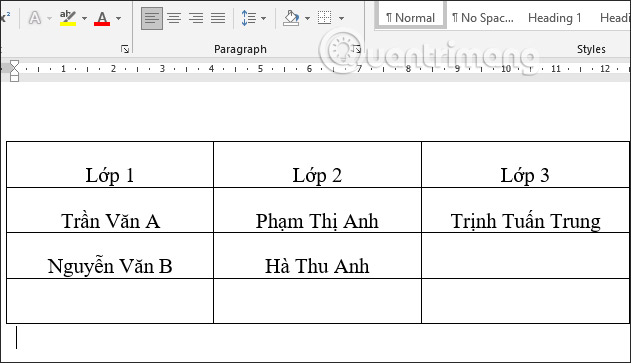 Nhấn chọn biểu tượng căn giữa