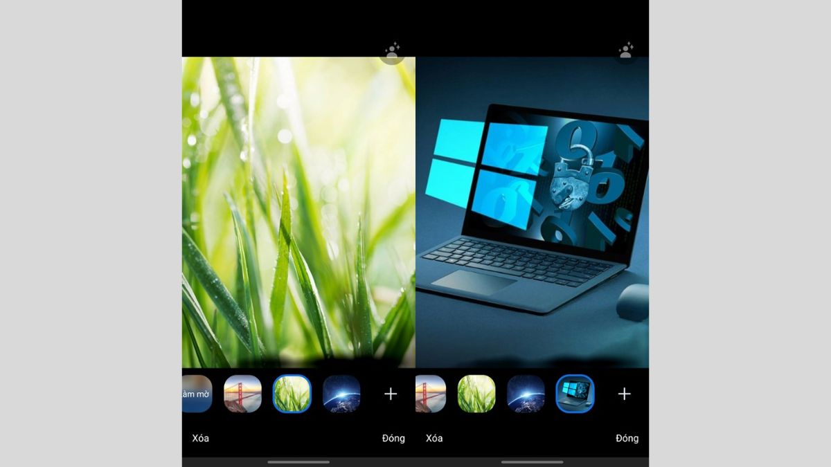 Bạn có thể đổi hình nền khác bằng cách chọn vào dấu công “+”